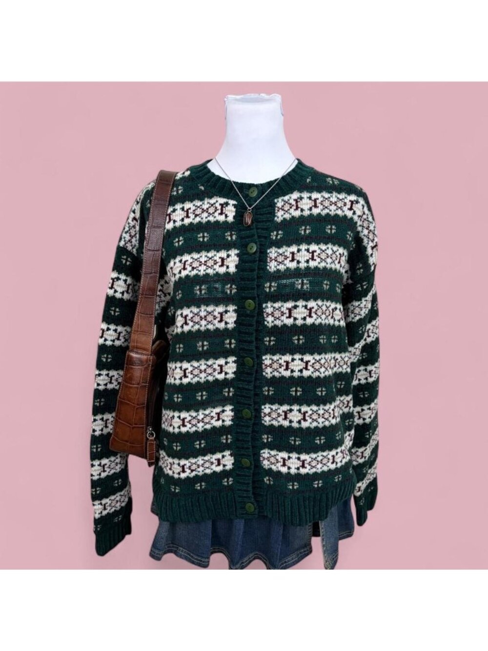 90s striped cottagecore cardigan